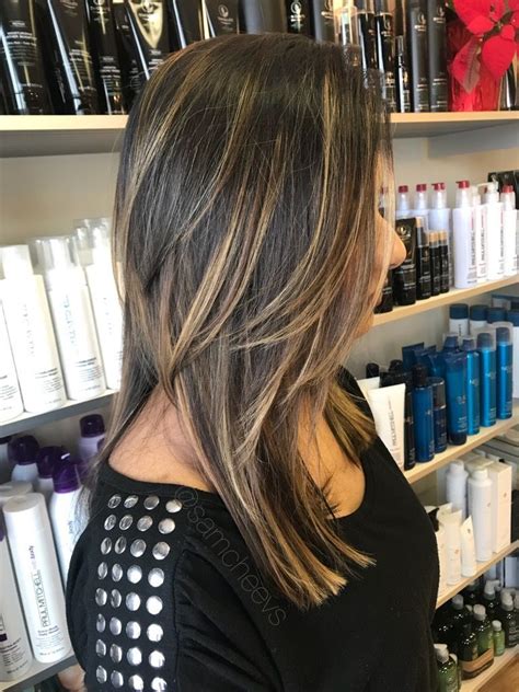 Balayage subtle natural caramel honey highlights for dark ...