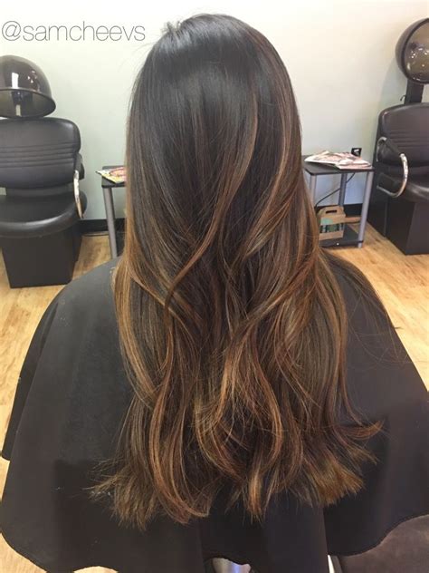 Caramel brown balayage ombré for dark hair types // ethnic ...