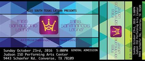 Miss San Antonio And Miss San Marcos Latina 2016 Tickets ...