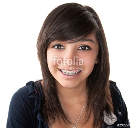 Cute Latino Girl Smiling with Braces Stock photo and ...